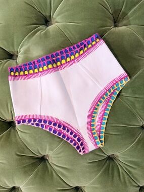 KIINI Pink Top with Multicolor Crochet Trim